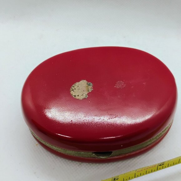 Vintage Porcelain Courting Couple Trinket Box Boucher Painting Transfer Oval - Picture 5 of 7